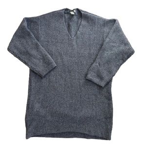 H&M Wool Blend Gray Oversized Tunic Sweater with V-neck S